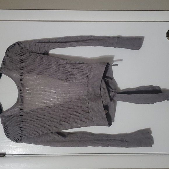 Eloise Gray Crochet Wrap Sweater Cardigan - Picture 2 of 11